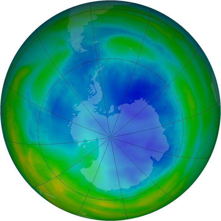 Antarctic ozone map for 29 July 2000